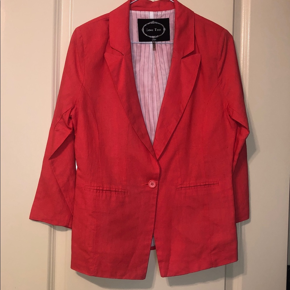Love Tree Coral Single-Button Blazer